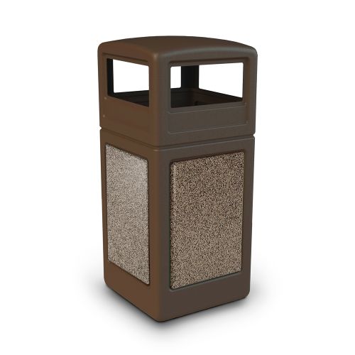 Commercial Zone PolyTec 42 Gallon Trash Container Dome Lid, Brown with Riverstone